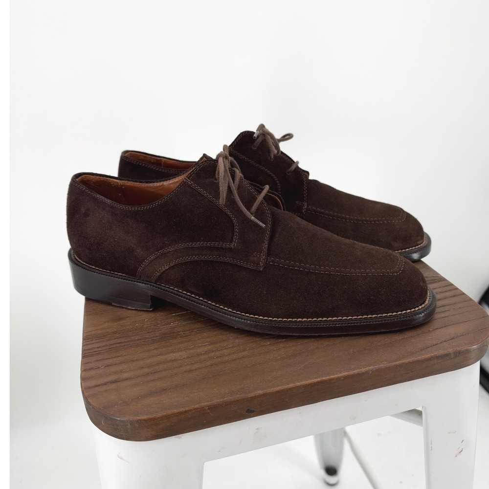 Joseph Abboud Brown Suede Split Toe Derby Shoes 11 D Made in Italy Leather Sole